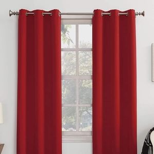 Sun Zero Easton Energy Saving Blackout Grommet Curtains 40x63 RedLike New.